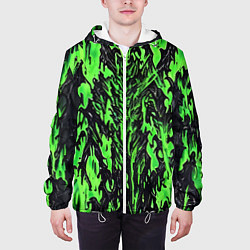 Куртка с капюшоном мужская Демонический доспех зелёный, цвет: 3D-белый — фото 2