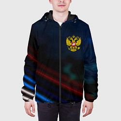 Куртка с капюшоном мужская Спортивная россия герб, цвет: 3D-черный — фото 2