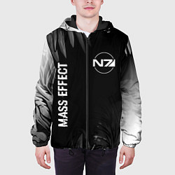 Куртка с капюшоном мужская Mass Effect glitch на темном фоне вертикально, цвет: 3D-черный — фото 2
