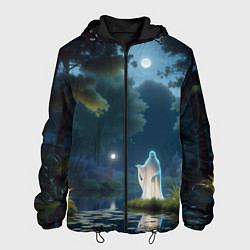 Куртка с капюшоном мужская Одинокий призрак в лесу, цвет: 3D-черный