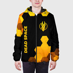 Куртка с капюшоном мужская Dead Space - gold gradient вертикально, цвет: 3D-черный — фото 2