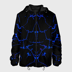Куртка с капюшоном мужская Синие трещины узоры, цвет: 3D-черный
