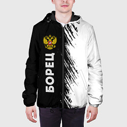 Куртка с капюшоном мужская Борец из России и герб РФ по-вертикали, цвет: 3D-черный — фото 2