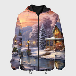 Куртка с капюшоном мужская Зима в городе, цвет: 3D-черный