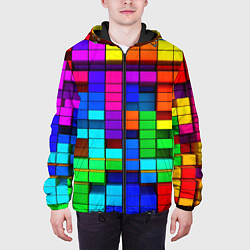 Куртка с капюшоном мужская Радужный кубизм, цвет: 3D-черный — фото 2