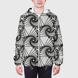 Куртка с капюшоном мужская Треугольник и линии, цвет: 3D-белый — фото 2