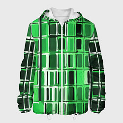 Куртка с капюшоном мужская Зелёные прямоугольники, цвет: 3D-белый