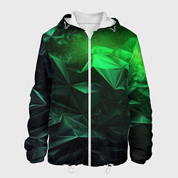 Куртка с капюшоном мужская Глубина зеленого абстракции, цвет: 3D-белый