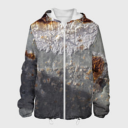 Куртка с капюшоном мужская Коррозия металла гранж текстура, цвет: 3D-белый