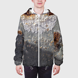 Куртка с капюшоном мужская Коррозия металла гранж текстура, цвет: 3D-белый — фото 2