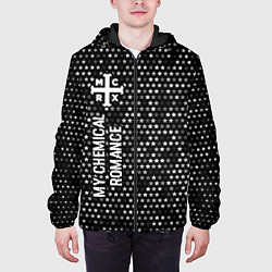 Куртка с капюшоном мужская My Chemical Romance glitch на темном фоне по-верти, цвет: 3D-черный — фото 2