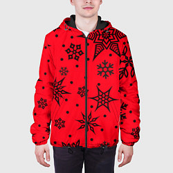 Куртка с капюшоном мужская Праздничный снег, цвет: 3D-черный — фото 2