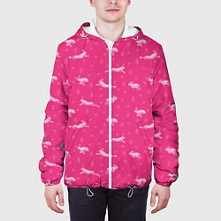 Куртка с капюшоном мужская Розовые зайцы, цвет: 3D-белый — фото 2