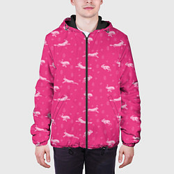 Куртка с капюшоном мужская Розовые зайцы, цвет: 3D-черный — фото 2