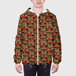 Куртка с капюшоном мужская Паттерн с оленями, цвет: 3D-белый — фото 2
