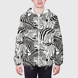 Куртка с капюшоном мужская Зебры и тигры, цвет: 3D-белый — фото 2