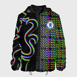 Куртка с капюшоном мужская Chelsea fc glitch, цвет: 3D-черный
