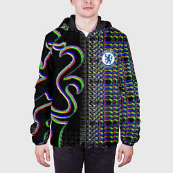 Куртка с капюшоном мужская Chelsea fc glitch, цвет: 3D-черный — фото 2