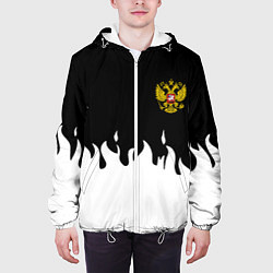 Куртка с капюшоном мужская Герб РФ огонь патриотический стиль, цвет: 3D-белый — фото 2