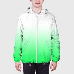 Куртка с капюшоном мужская Градиент бело-зелёный, цвет: 3D-белый — фото 2