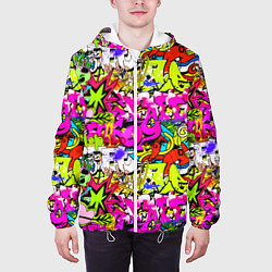 Куртка с капюшоном мужская Цветное граффити, цвет: 3D-белый — фото 2