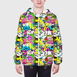 Куртка с капюшоном мужская Цветное граффити, цвет: 3D-белый — фото 2