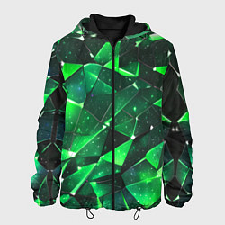 Куртка с капюшоном мужская Зелёное разбитое стекло, цвет: 3D-черный