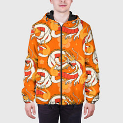 Куртка с капюшоном мужская Оранжевый дракон 2024, цвет: 3D-черный — фото 2