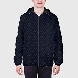 Куртка с капюшоном мужская Тёмный синий геометричные линии, цвет: 3D-черный — фото 2