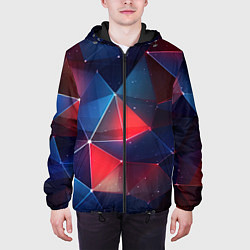 Куртка с капюшоном мужская Синяя геометрическая абстракция, цвет: 3D-черный — фото 2
