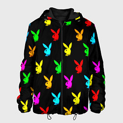 Куртка с капюшоном мужская Playboy pattern неон, цвет: 3D-черный