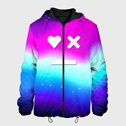 Куртка с капюшоном мужская Love death robots neon gradient serial, цвет: 3D-черный