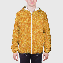 Куртка с капюшоном мужская Текстура жёлто-золотой, цвет: 3D-белый — фото 2