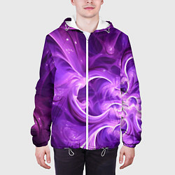 Куртка с капюшоном мужская Фиолетовая фрактальная абстракция, цвет: 3D-белый — фото 2