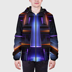 Куртка с капюшоном мужская Объемная неоновая конструкция, цвет: 3D-черный — фото 2