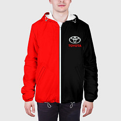 Куртка с капюшоном мужская Toyota car красно чёрный, цвет: 3D-белый — фото 2