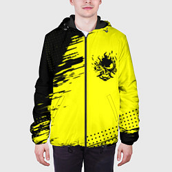 Куртка с капюшоном мужская Cyberpunk 2077 краски на чёрном, цвет: 3D-черный — фото 2