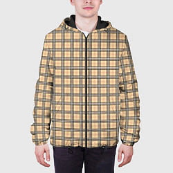 Куртка с капюшоном мужская Бежевый в полоску, цвет: 3D-черный — фото 2