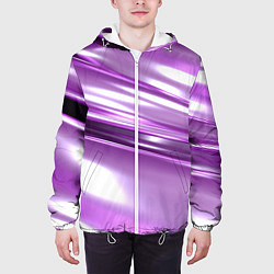 Куртка с капюшоном мужская Нежные фиолетовые полосы абстракта, цвет: 3D-белый — фото 2