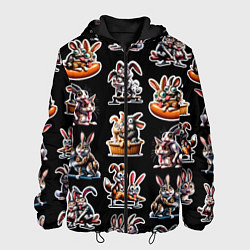 Куртка с капюшоном мужская Кролики - Камасутра позы, цвет: 3D-черный