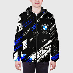 Куртка с капюшоном мужская BMW stripes color auto sport, цвет: 3D-черный — фото 2