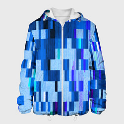 Куртка с капюшоном мужская Синий глитч, цвет: 3D-белый