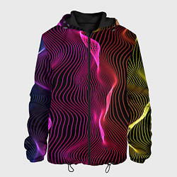 Куртка с капюшоном мужская Переплетающие цветные линии, цвет: 3D-черный