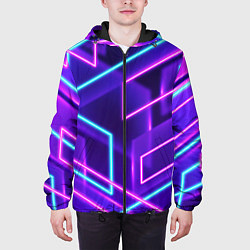 Куртка с капюшоном мужская Neon Geometric, цвет: 3D-черный — фото 2