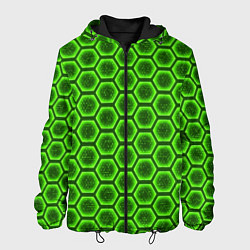 Куртка с капюшоном мужская Энергетический щит - зеленый, цвет: 3D-черный