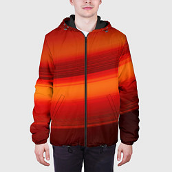 Куртка с капюшоном мужская Красная изогнутая абстракция, цвет: 3D-черный — фото 2