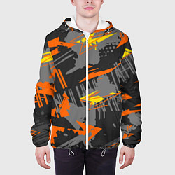Куртка с капюшоном мужская Разноцветная текстурная геометрия, цвет: 3D-белый — фото 2