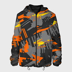 Куртка с капюшоном мужская Разноцветная текстурная геометрия, цвет: 3D-черный