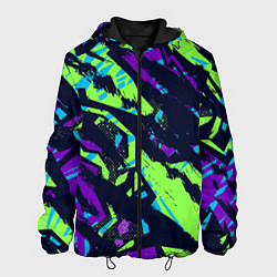 Куртка с капюшоном мужская Разноцветные текстурные штрихи, цвет: 3D-черный