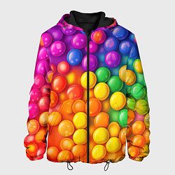 Куртка с капюшоном мужская Разноцветные шарики, цвет: 3D-черный